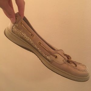 Golden Sperrys Size 9